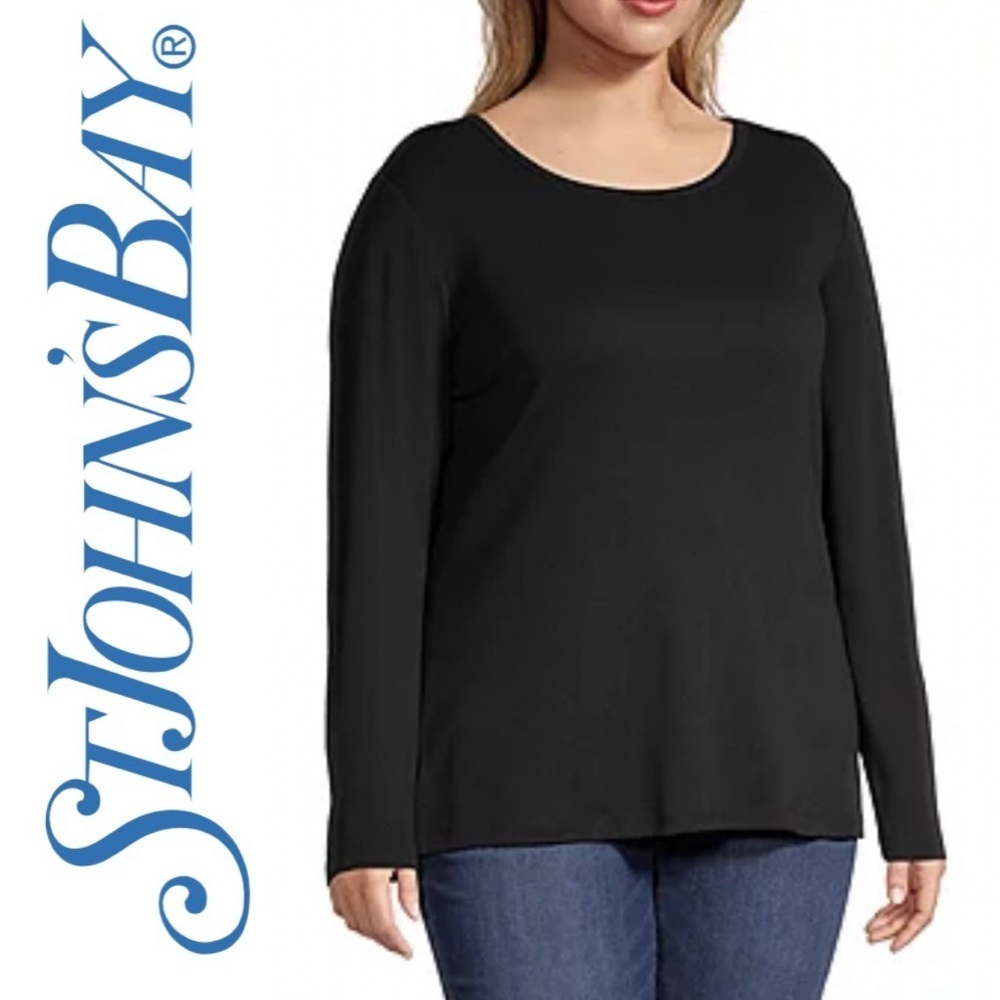 ⚓️ ST. JOHN’S BAY Essential Black Tee in Rib Fabric - Picture 9 of 9